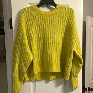 American Eagle Outfitters Yellow Crew Neck Sweater Ribbed Knit
